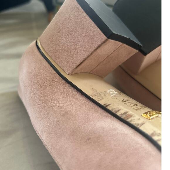 Gucci Double GG Marmont Blush Pink Suede Fringe Loafer Pump - Picture 9 of 15